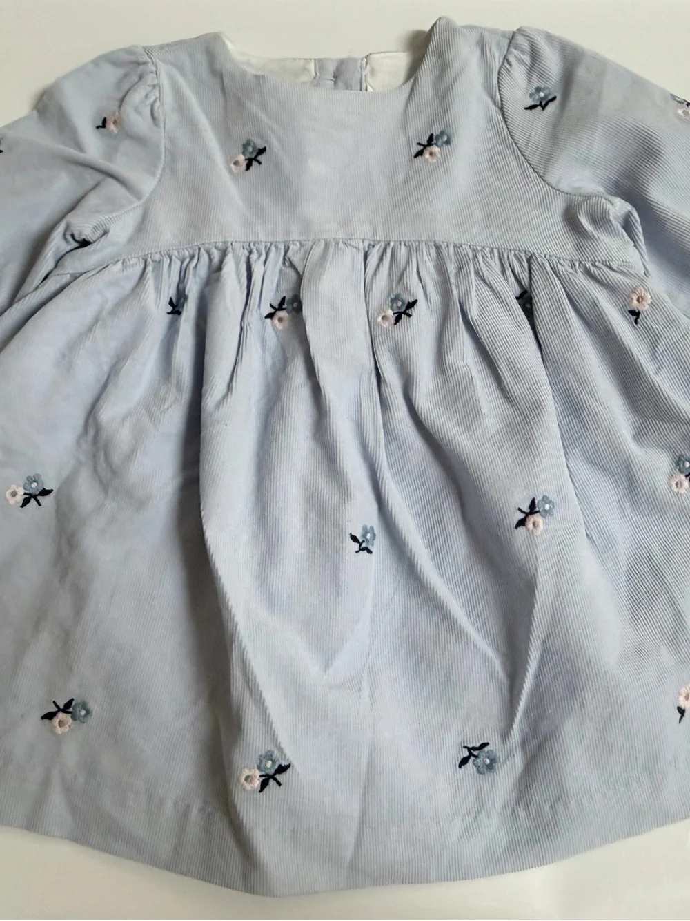 Janie and Jack Pale Embroidered Flower Corduroy Baby Dress